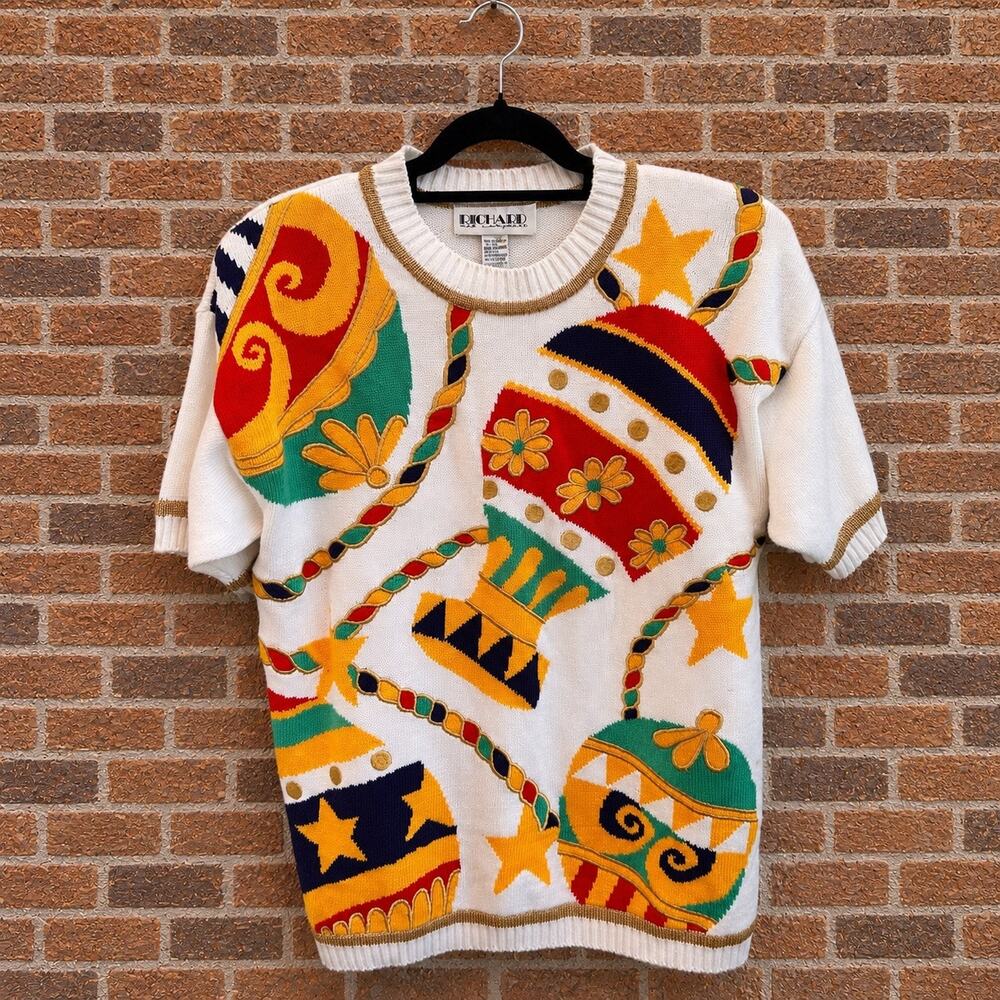 Vintage Richard & Company Clowncore Circus Novelty Knit Sweater Top
